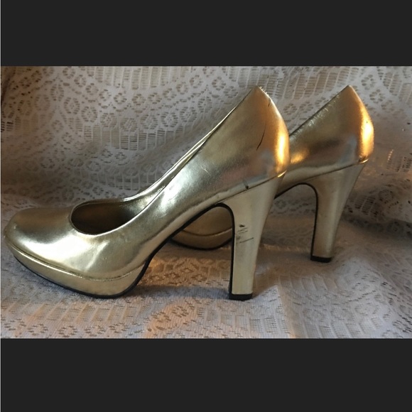 Anne Michelle Shoes - Anne Michelle Gold Platform Heels